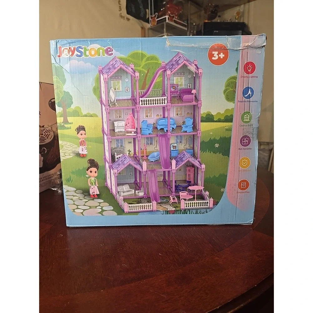 JoyStone Play Dollhouse w/ Toy Figures‎ 14 Rooms Furniture, Accessories & Lights